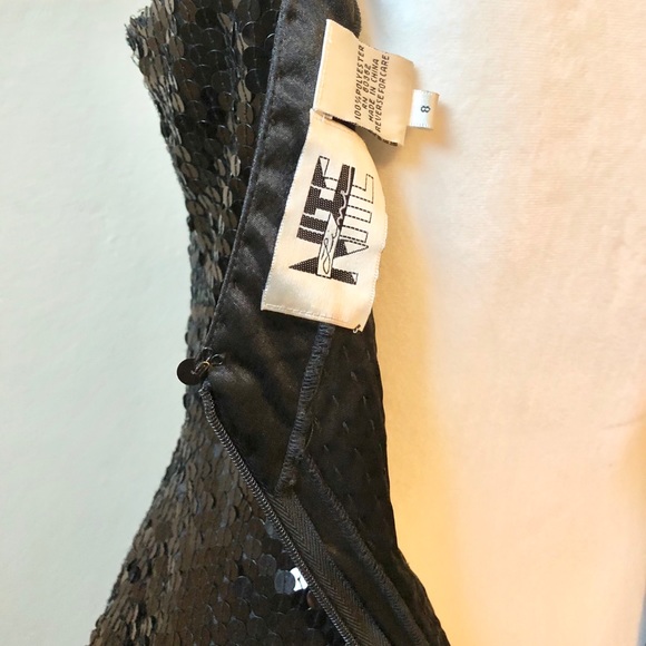 Niteline Black Sequin V Neckline and V Backline Studded Dress Women’s size 8 - Picture 9 of 12